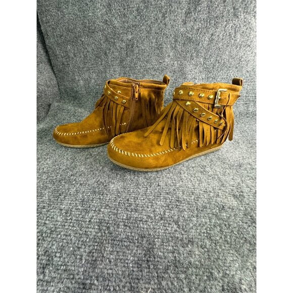Soda Shoes Women's 10 Dahlia Faux Suede Moccasin Fringe Ankle Bootie - Picture 16 of 16